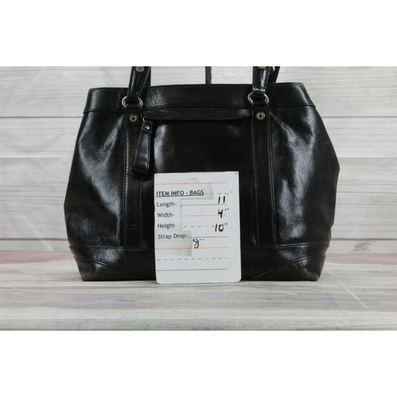 Monsac Black Leather Double Handle Studded Shoulder Purse Tote Bag - Picture 8 of 8